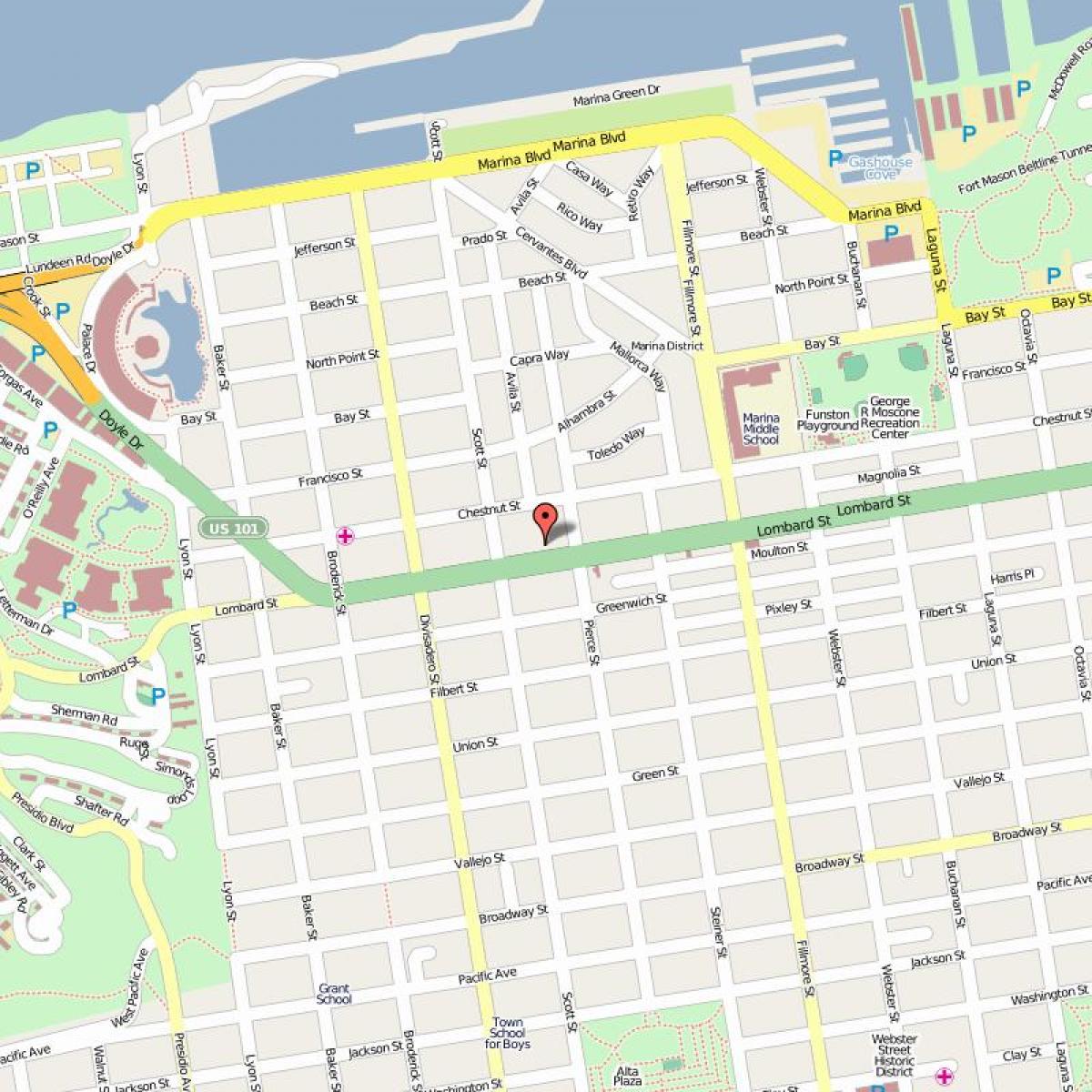 نقشه lombard street San Francisco