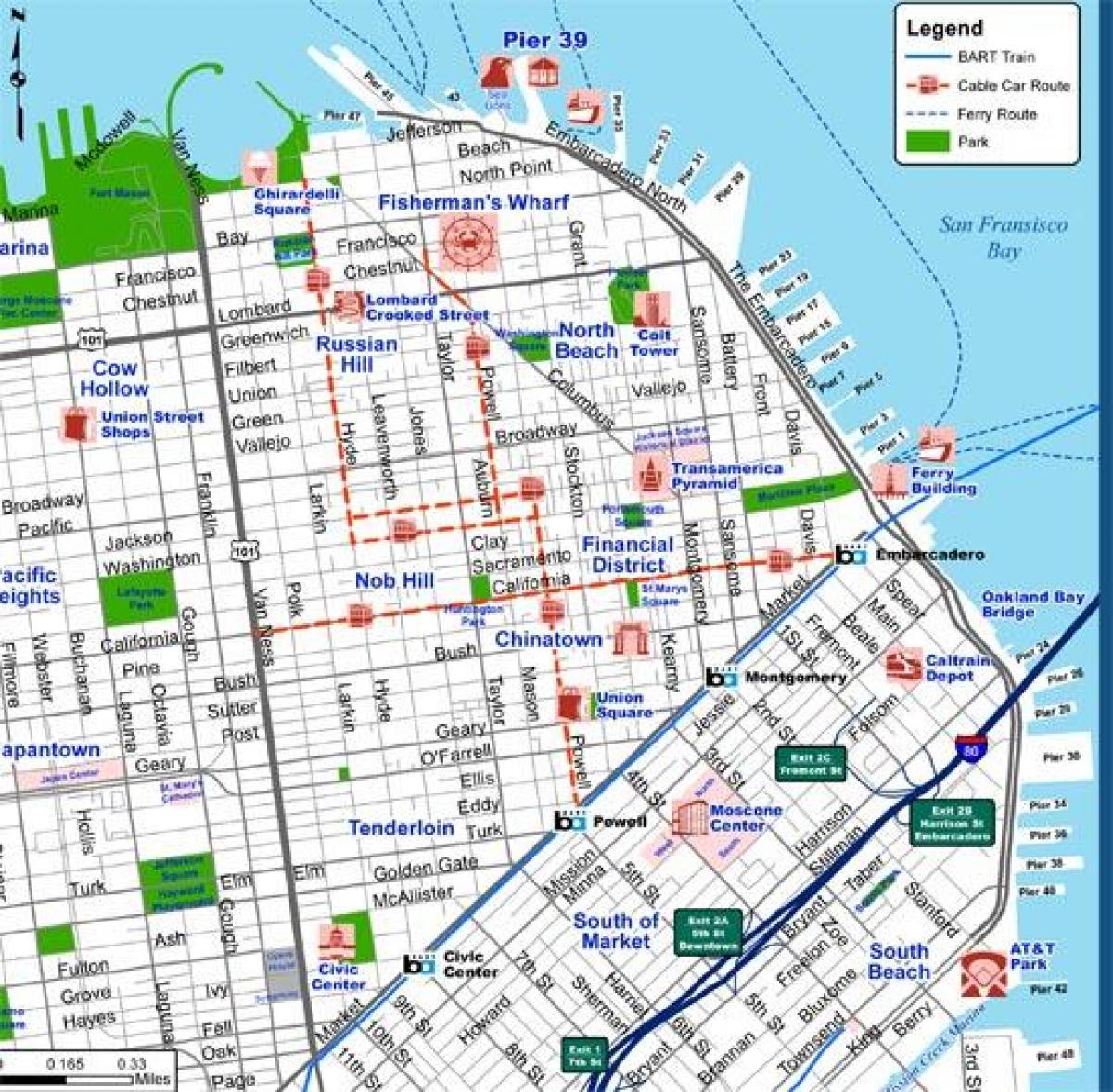 San Francisco city street map نقشه شهرستان سن فرانسیسکو کالیفرنیا