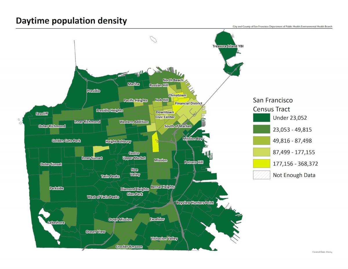 نقشه از San Francisco تراکم جمعیت