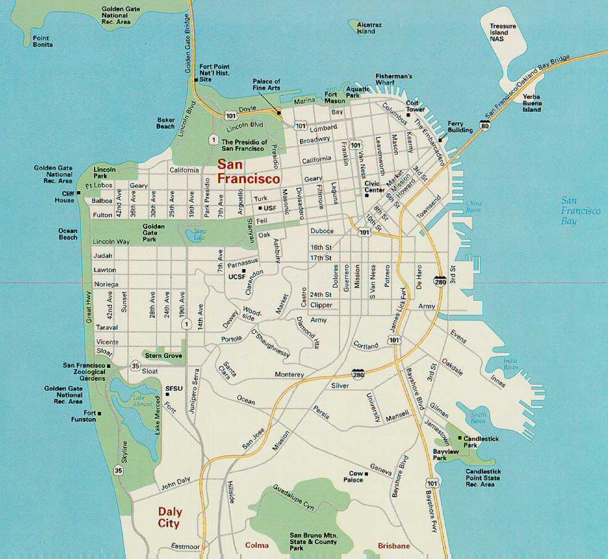 نقشه از San Francisco, جاذبه های اصلی