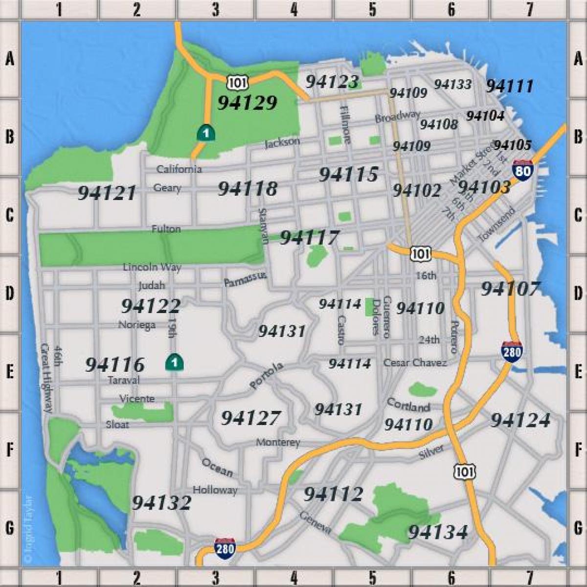 سان فرانسیسکو کد پستی نقشه
