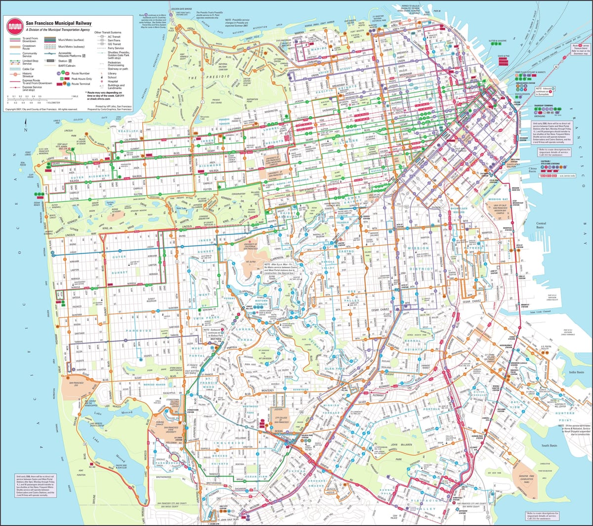 نقشه از San Francisco راه آهن