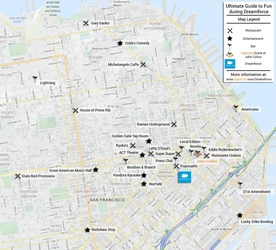 نقشه از San Francisco رستوران