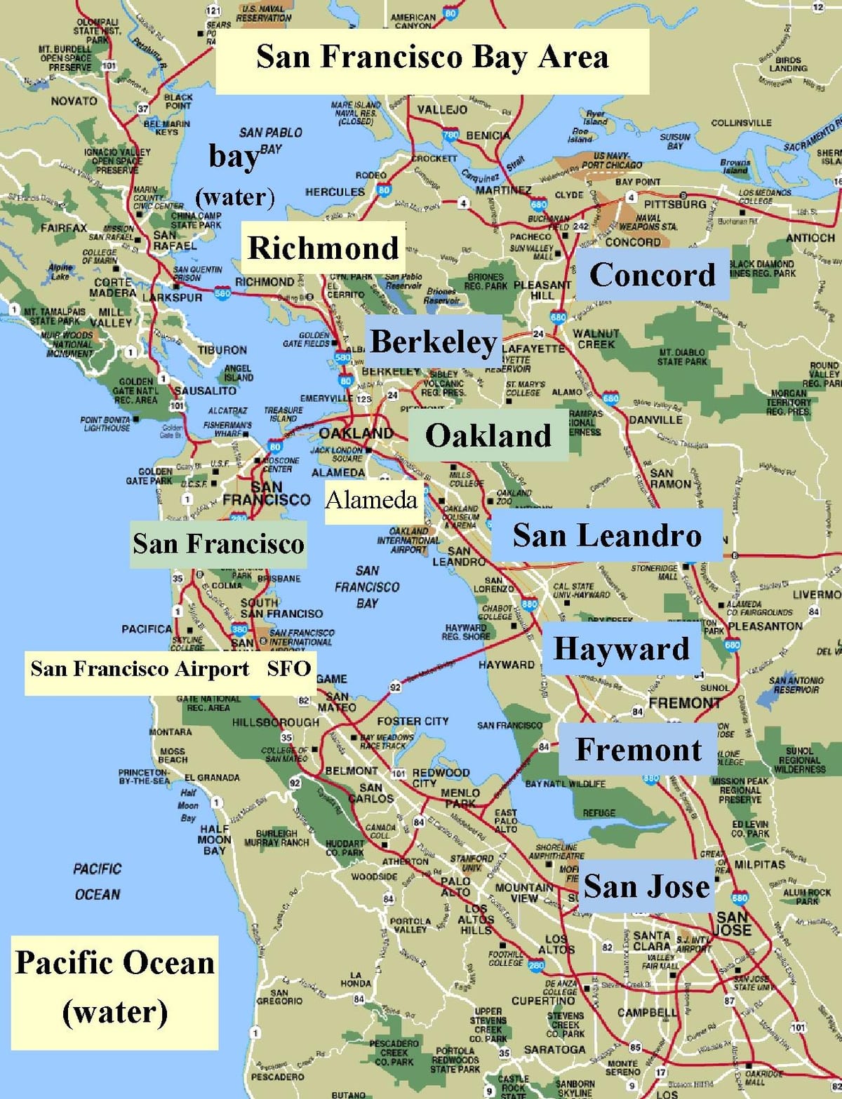 نقشه از San Francisco منطقه کالیفرنیا