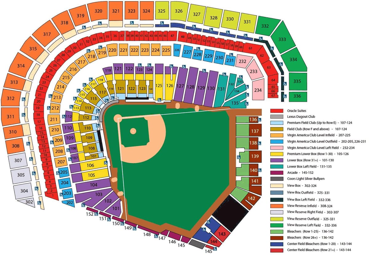 SF giants صندلی استادیوم نقشه
