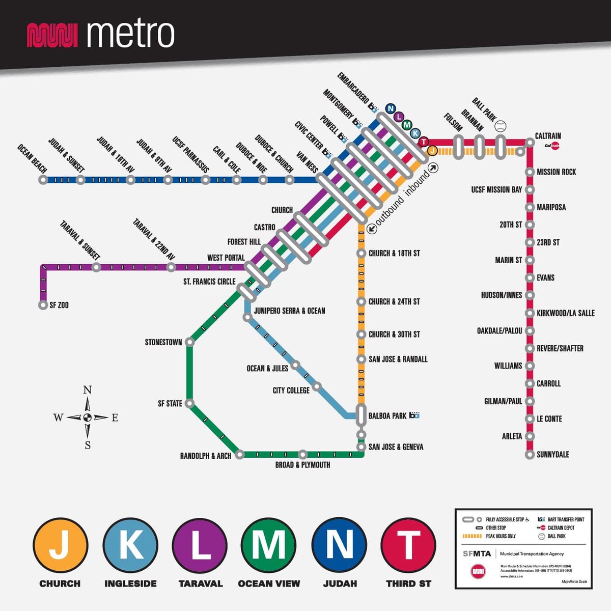 SF muni نقشه مترو