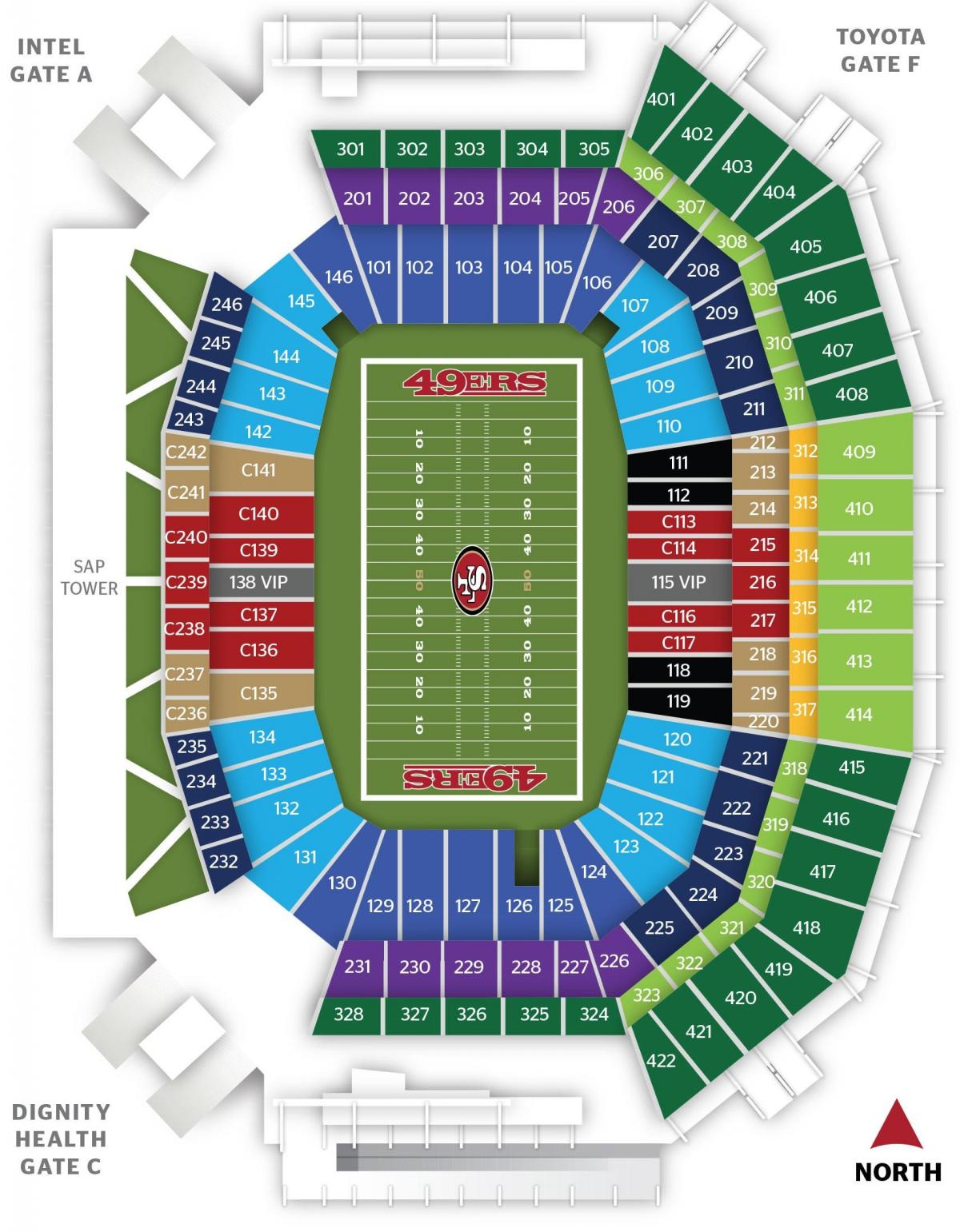نقشه از San Francisco 49ers ورزشگاه