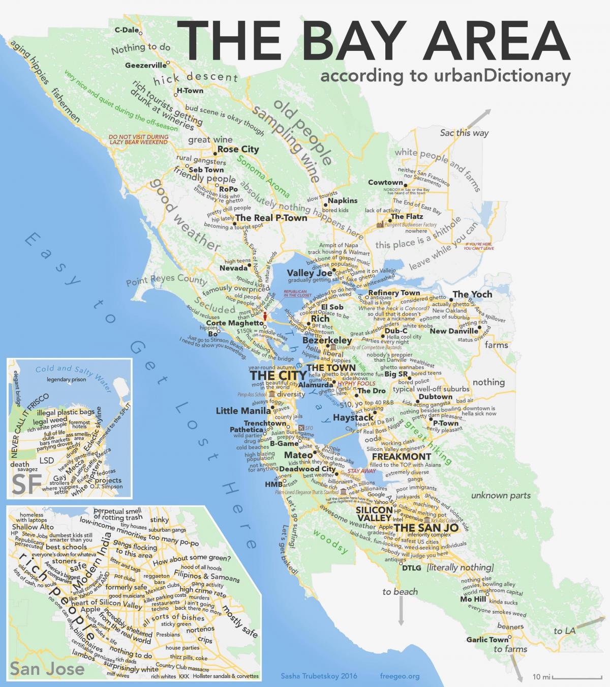 San Francisco bay area نقشه کالیفرنیا