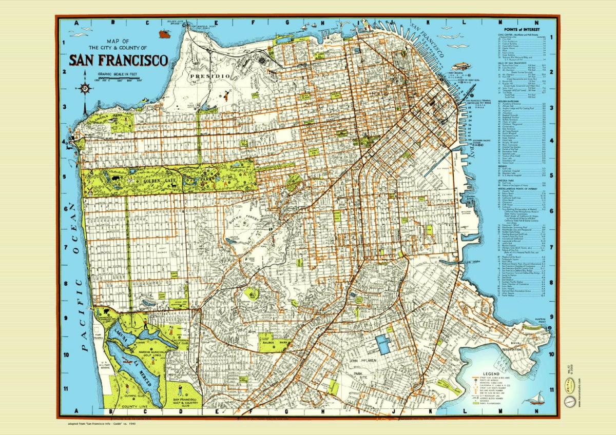 نقشه از San Francisco street پوستر