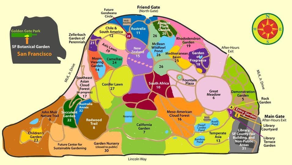سان فرانسیسکو باغ گیاه شناسی نقشه