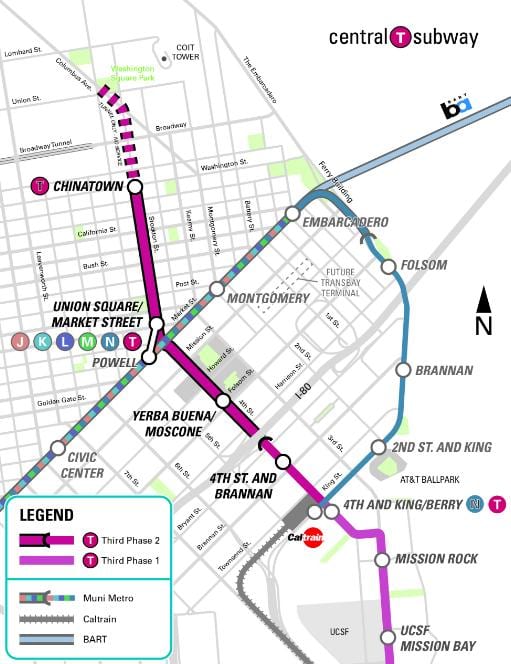 مرکزی مترو San Francisco map