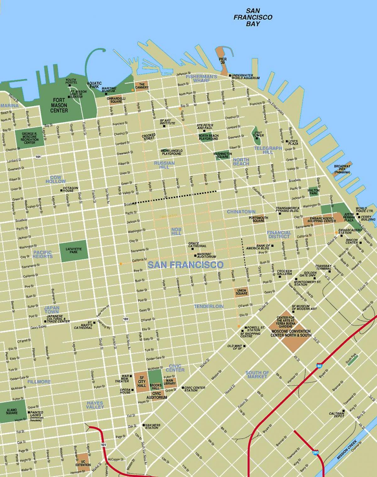 نقشه جاذبه های سان فرانسیسکو