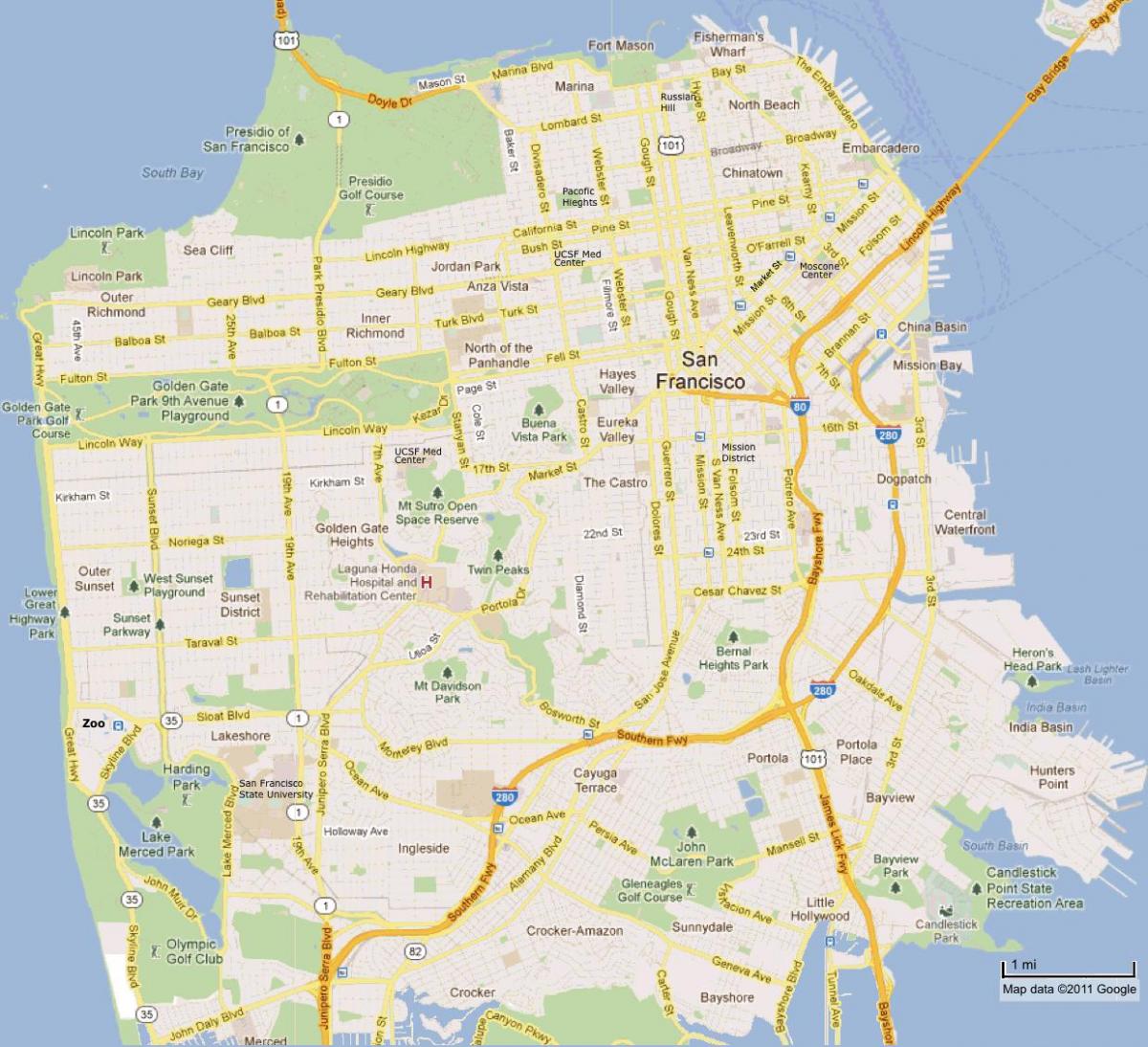 نقشه لا به سان فرانسیسکو