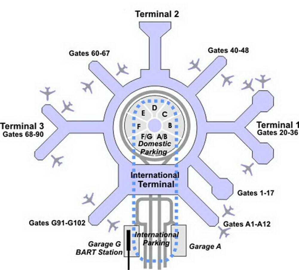 نقشه SFO ترمینال g