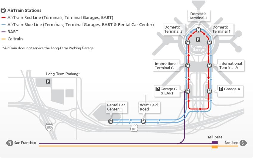 نقشه SFO airtrain