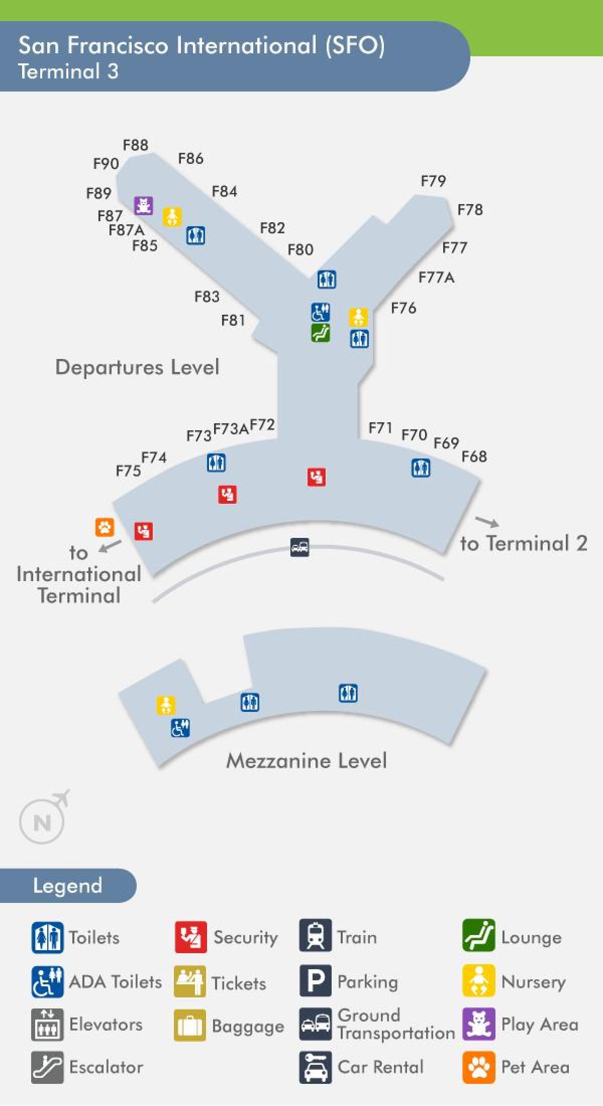 فرودگاه SFO نقشه ترمینال 3
