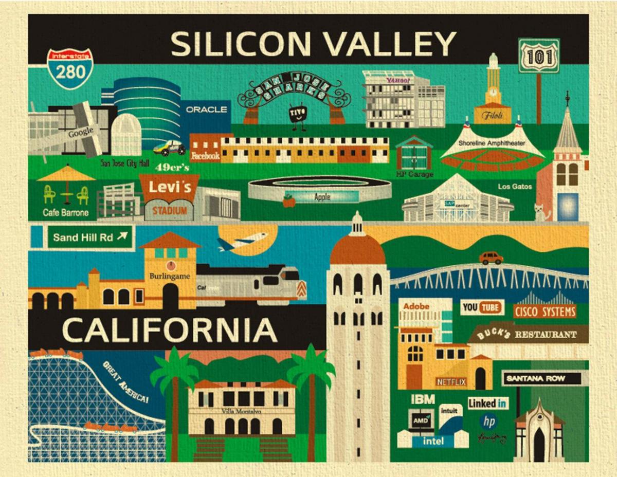 نقشه از دره سیلیکون پوستر