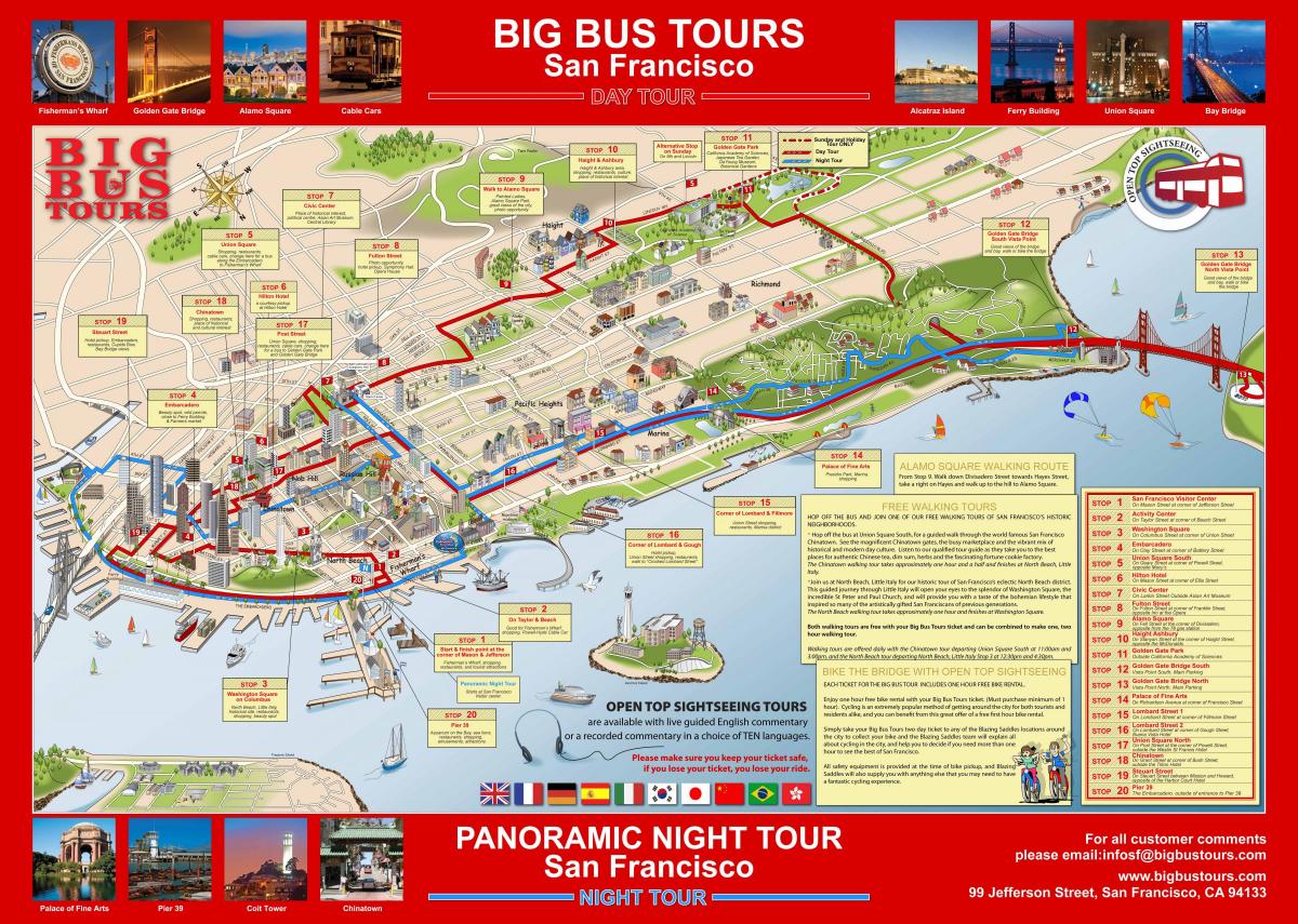 قرمز بزرگ, اتوبوس, San Francisco map