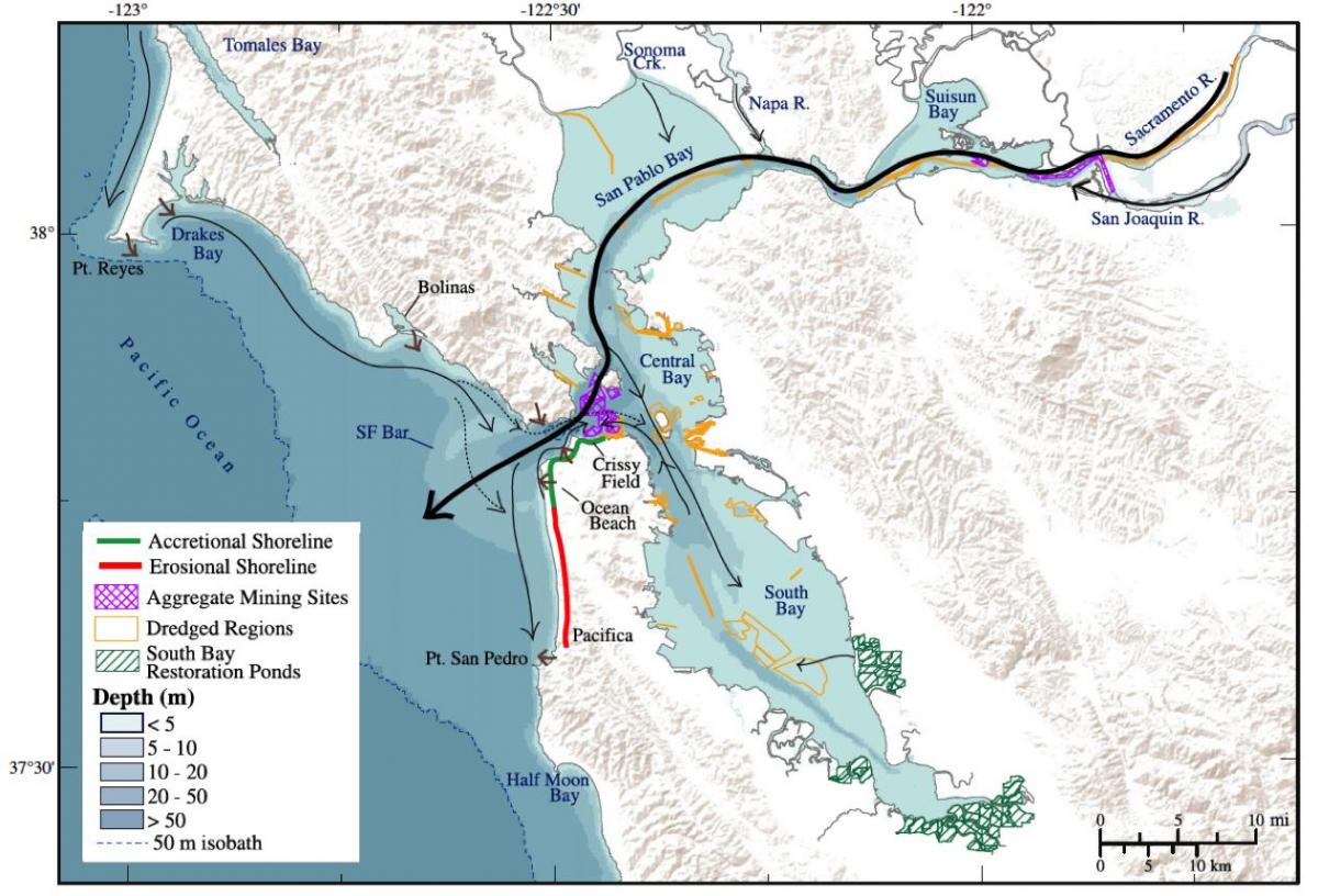 نقشه از San Francisco bay عمق