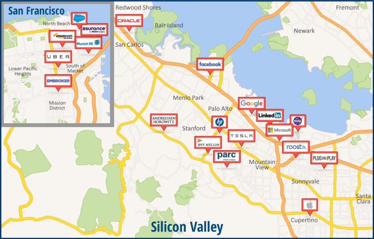 نقشه از دره سیلیکون تور