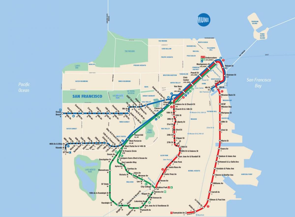 نقشه از San Francisco muni برنامه