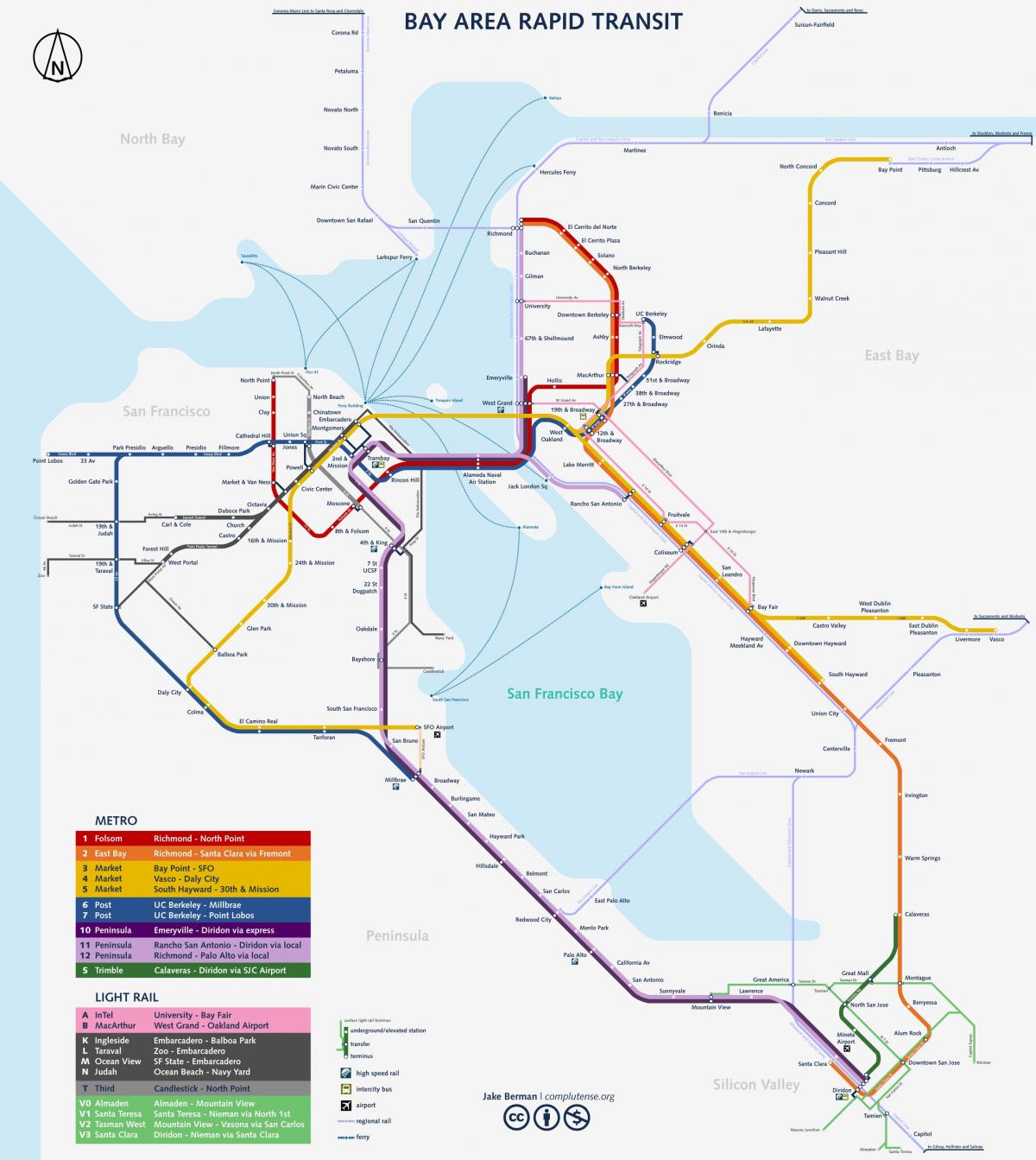 سان فرانسیسکو سیستم مترو نقشه