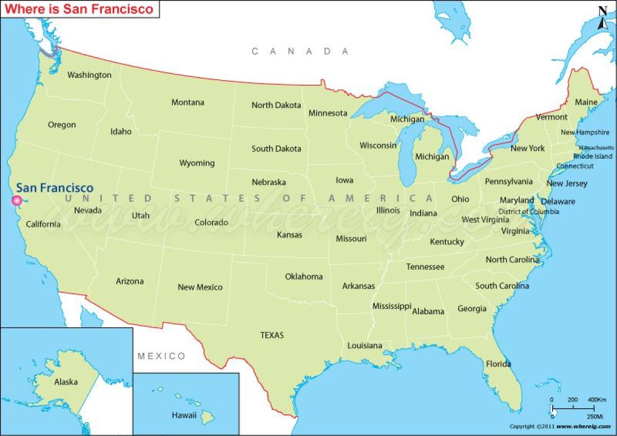 نقشه از San Francisco, کالیفرنیا, ایالات متحده آمریکا