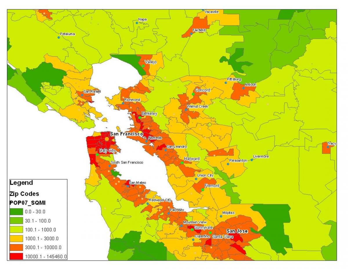 نقشه از San Francisco جمعیت