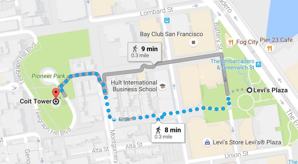 نقشه از San Francisco خود هدایت تور پیاده روی