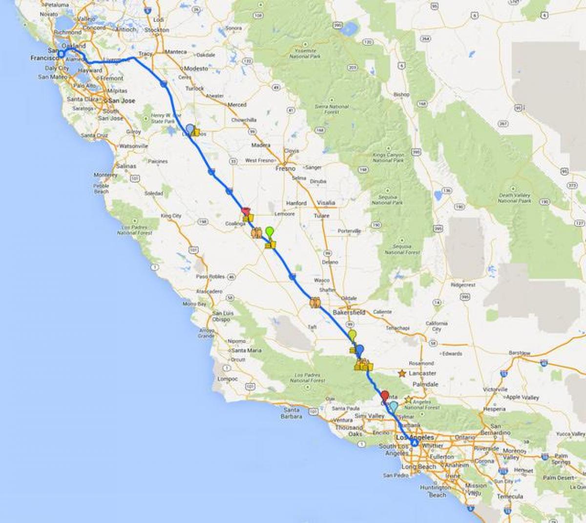 نقشه از San Francisco تور رانندگی