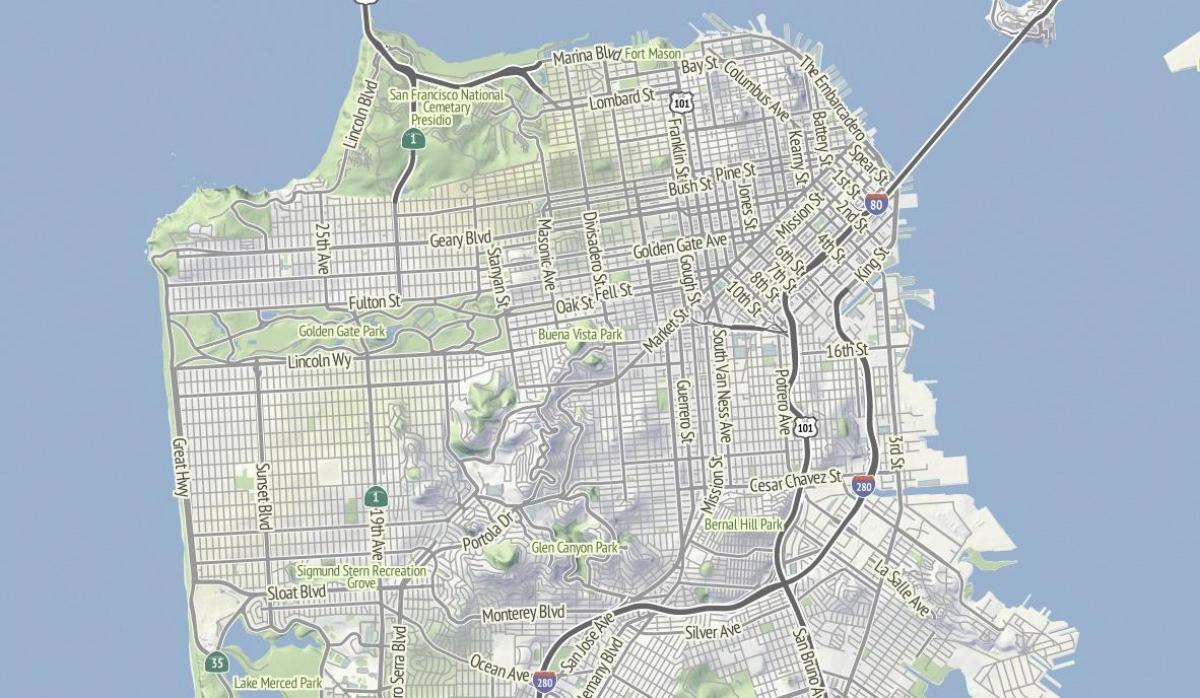 نقشه از San Francisco زمین