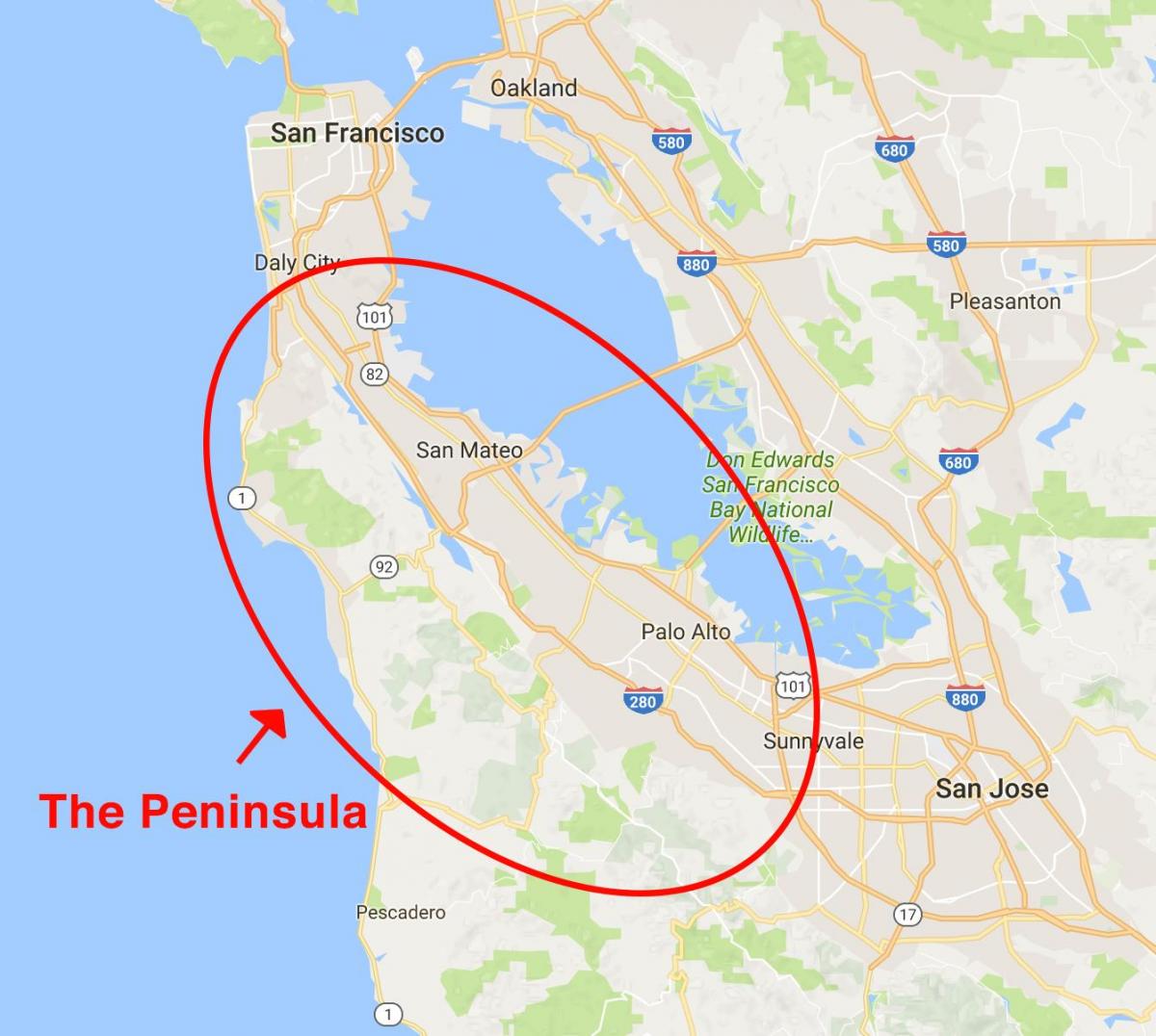 نقشه از San Francisco, شبه جزیره 