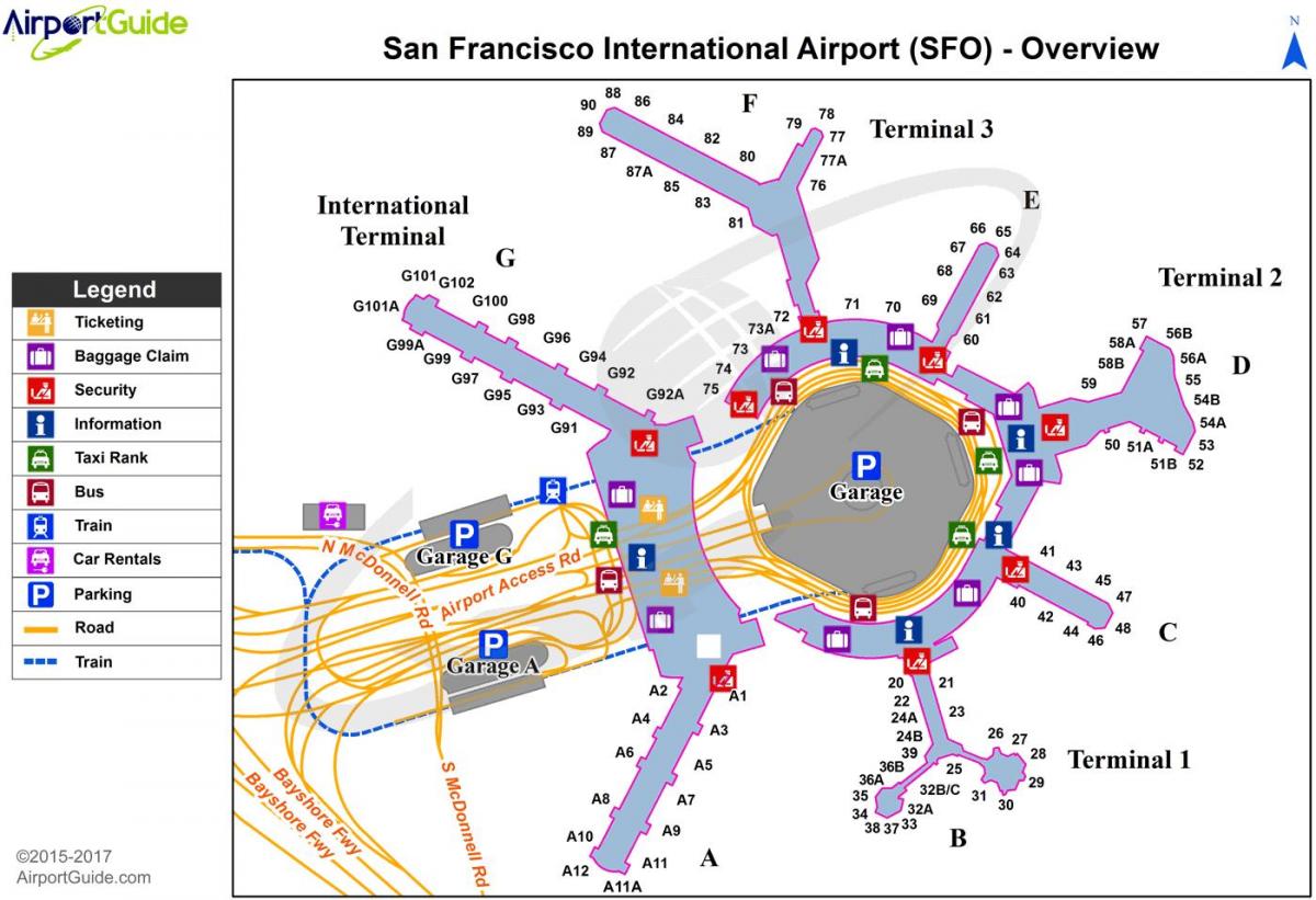 SFO فرودگاه بین المللی نقشه