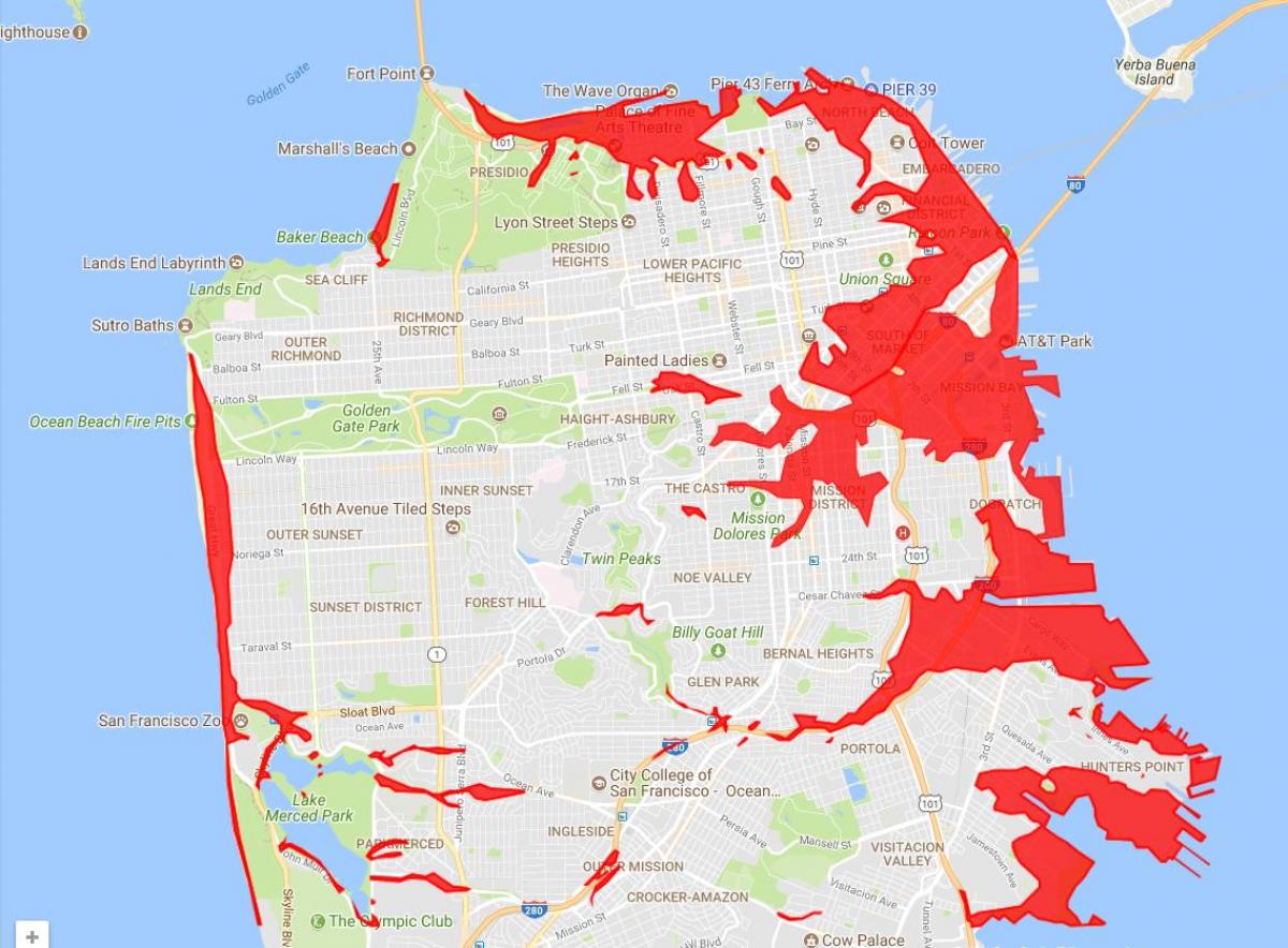 سان فرانسیسکو مناطق برای جلوگیری از نقشه