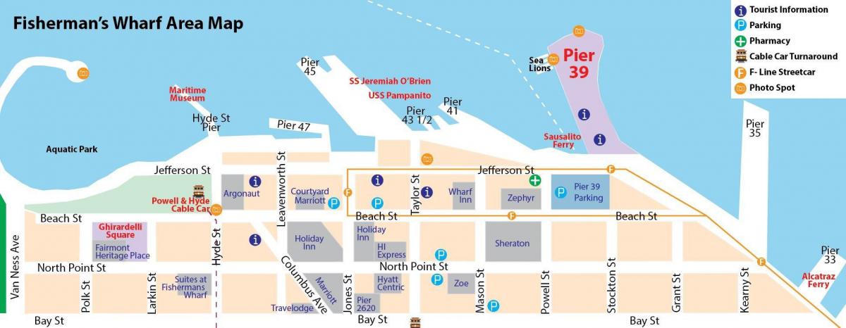 نقشه از San Francisco 39 اسکله منطقه