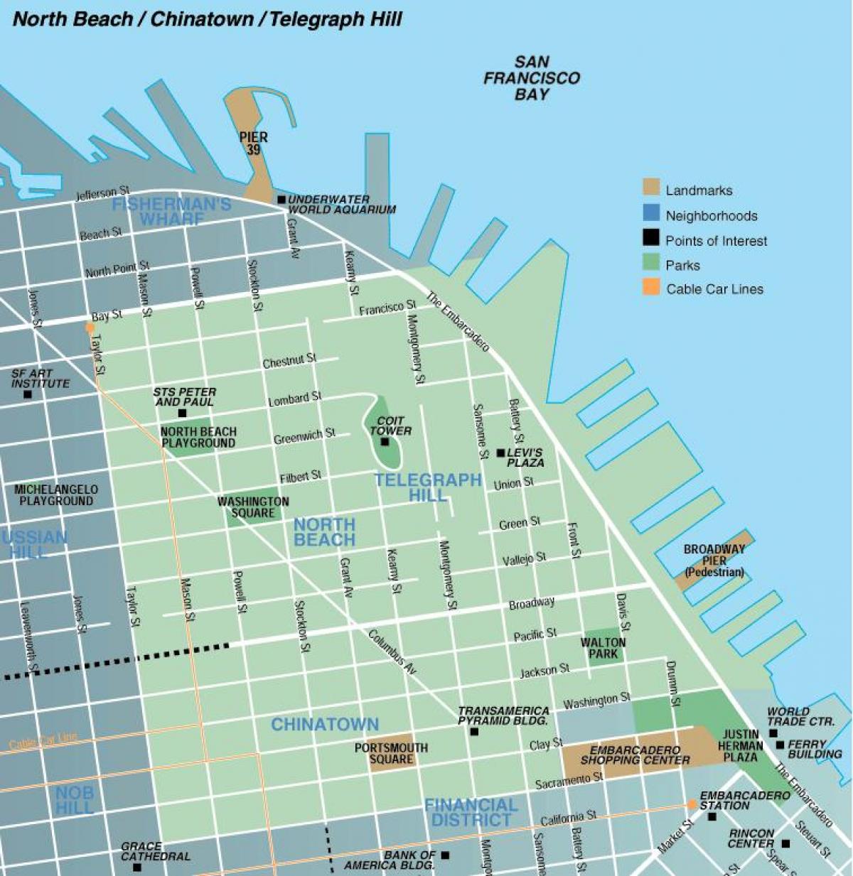 نقشه از شمال ساحل سان فرانسیسکو