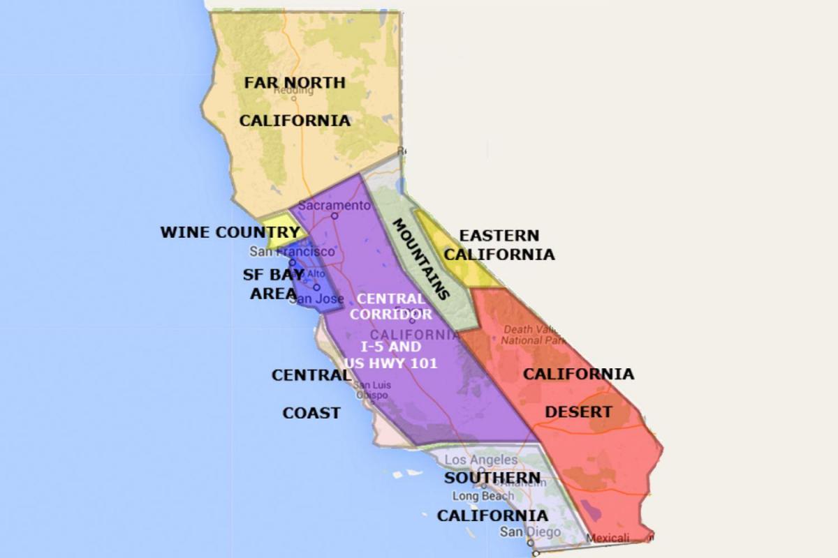 نقشه از شمال کالیفرنیا در سان فرانسیسکو