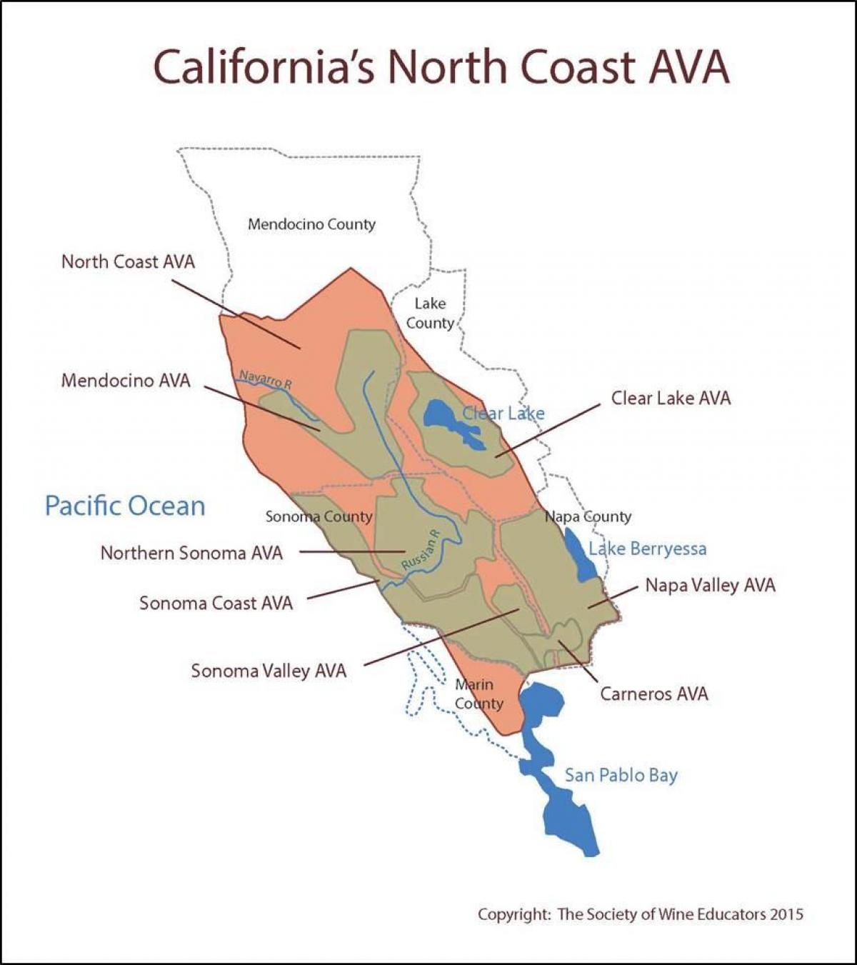 نقشه های کالیفرنیا در شمال سان فرانسیسکو