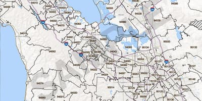 نقشه از دره سیلیکون کد پستی