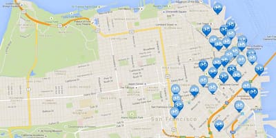 نقشه از San Francisco به اشتراک گذاری دوچرخه