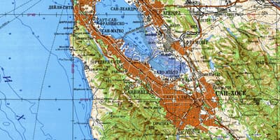 San Francisco bay area نقشه توپوگرافی