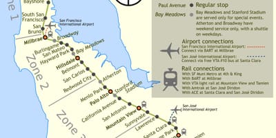 Caltrain متوقف نقشه
