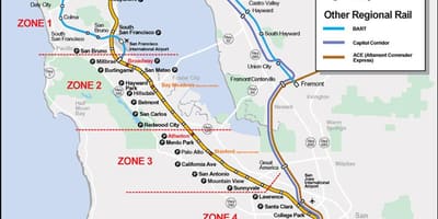 Caltrain نقشه مسیر