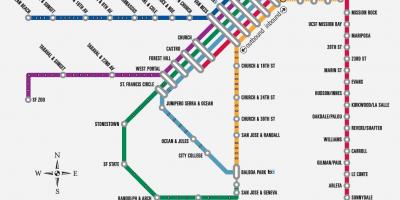 SF muni نقشه مترو