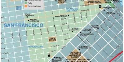 نقشه از اتحادیه مربع در منطقه سان فرانسیسکو