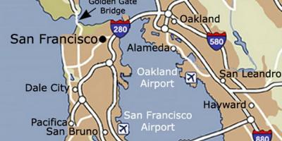 نقشه از سان فرانسیسکو در فرودگاه و مناطق اطراف آن