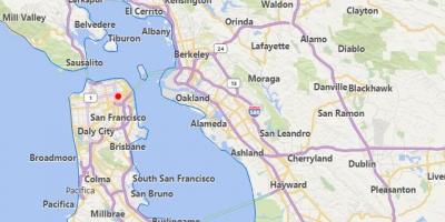 نقشه کالیفرنیا شهرستانها در نزدیکی سان فرانسیسکو